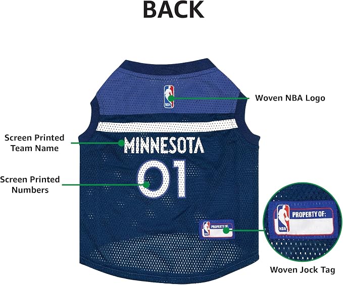 Pets First NBA Minnesota Timberwolves Dog Jersey, Small- Tank Top Basketball Pet Jersey