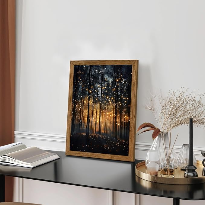 JLTULT Enchanted Forest Wall Art, Solid Wood-Framed Canvas, 12x16 Inches | Dark enchanted forest art on fade-resistant canvas with a ready-to-hang solid wood frame for bedrooms and living rooms
