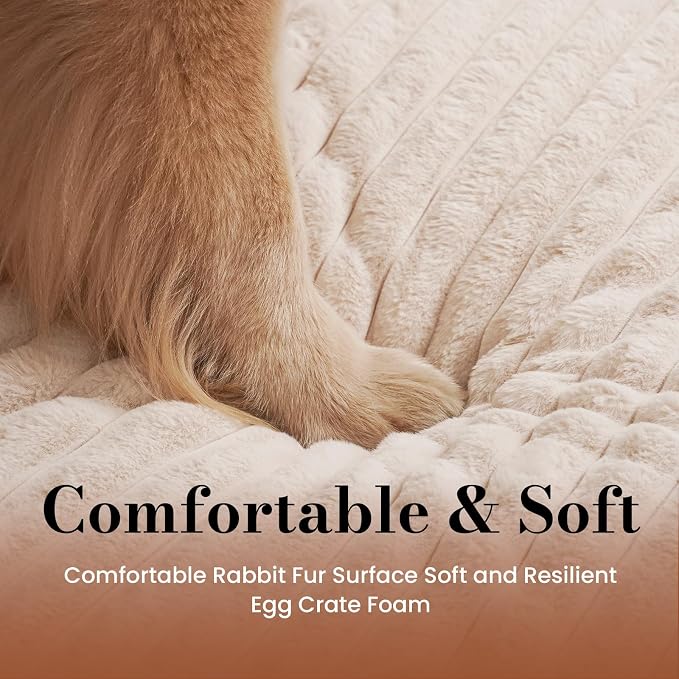 Large Orthopedic Dog Crate Bed with Waterproof Lining | Egg crate foam for joint support. Soft plush surface. Non-slip bottom. Removable & machine washable cover. OEKO-TEX certified