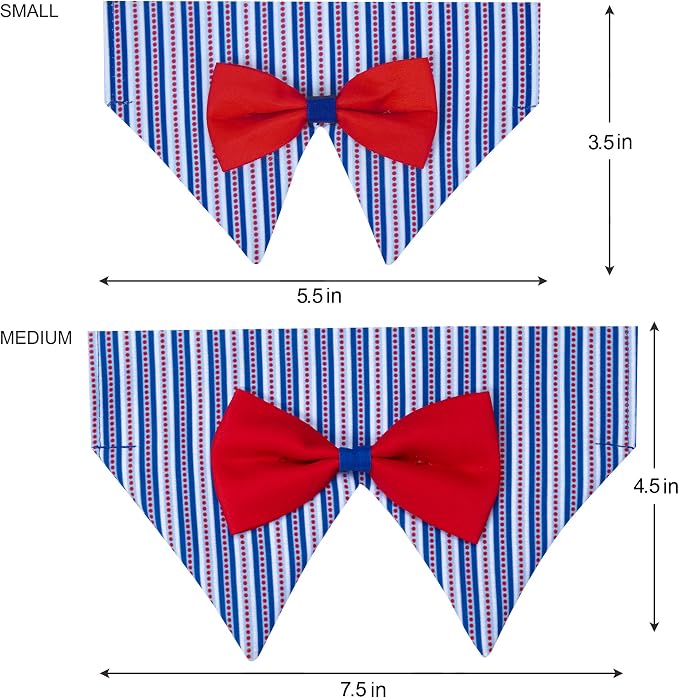 Blueberry Pet Iconic High Street Fashion Adjustable Dog Bandana Collar with Bow Tie, Small, Neck 12"-16"