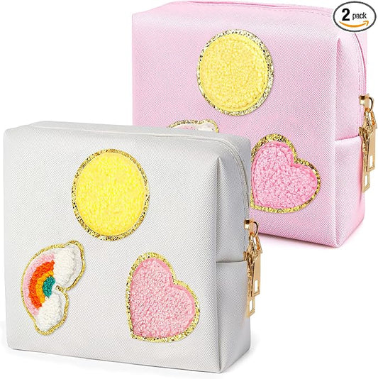 2 Pack Period Bag, PU Leather Sanitary Napkin Storage Bag for Feminine Pads Liners Tampons and Reusable Pads,Functional Sanitary Pads Pouches First Period Kit for Women Ladies Gift