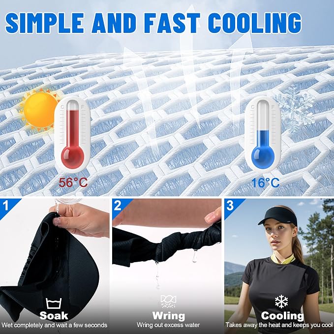 Sukeen Cooling Stretchy Sun Visor for Women Men UV Protection Cooling Hat | Lightweight quick-dry free size vizor with instant cooling, sports visor hat for golf, tennis, cycling, running, pickleball