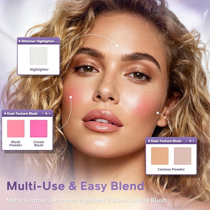 Glam Code Makeup Palette for Face, All in One Cosmetics Pallet for Women & Girls, Travel Size Make Up Palette Includes Eyeshadow, blush, Highlighter, Contour Powder, Concealer & Mirror, 01