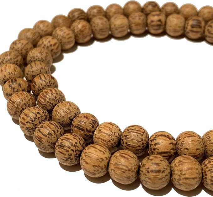 ABCGEMS (Essential-Oil-Diffuser) Coconut Palmwood Wood Beads - Matte Finished (Believed for Helping to Balance Emotions & Promote Inner Peace) Smooth Round 6-7mm (Non-Shiny)