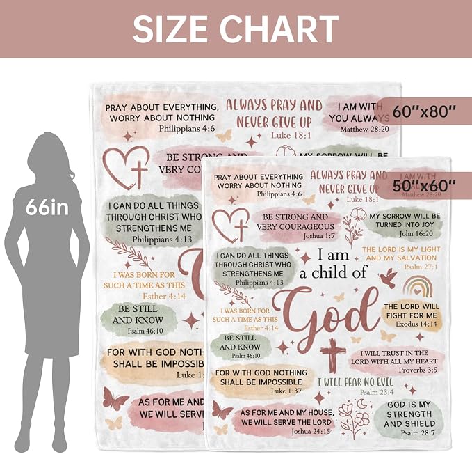 Christian Gifts for Women, Christian Blanket, Birthday Gifts for Women | Baptism Gifts for Girl, Teen Girl Gifts Trendy Stuff, I Am a Child of God Blanket, First Communion Gifts for Girls(80 * 60)
