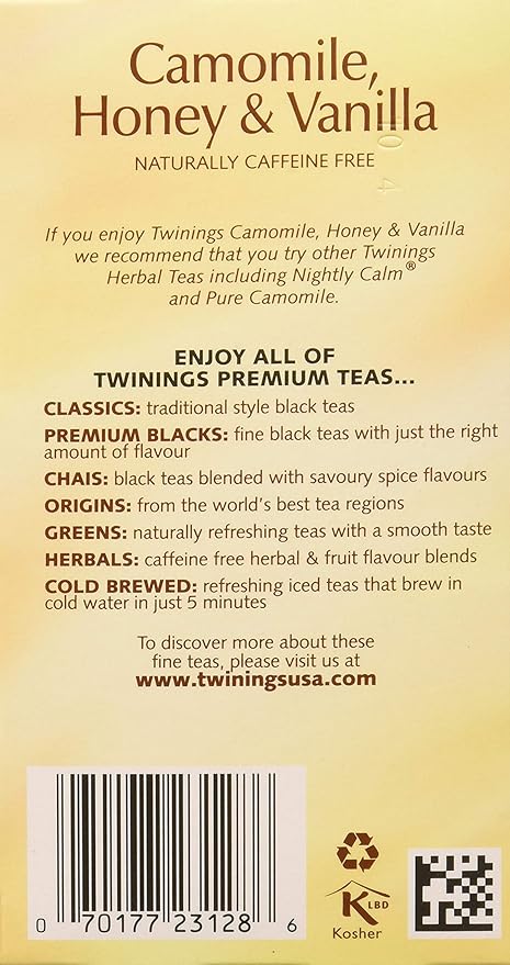 Twinings Herbal Tea Chamomile Honey and Vanilla -- 20 Tea Bags