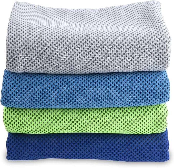 SMALLElectric 4 Packs 40"x 12" Microfiber Cooling Towel, Temperature Regulating, Multicolor, 4 Count, Sports/Workout