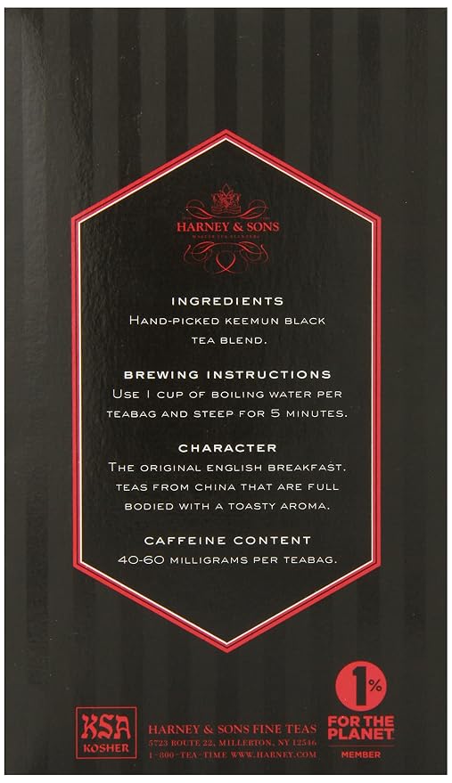 Harney & Sons Black Tea, Tea Bags, English Breakfast, 20 Count (Pack of 2)
