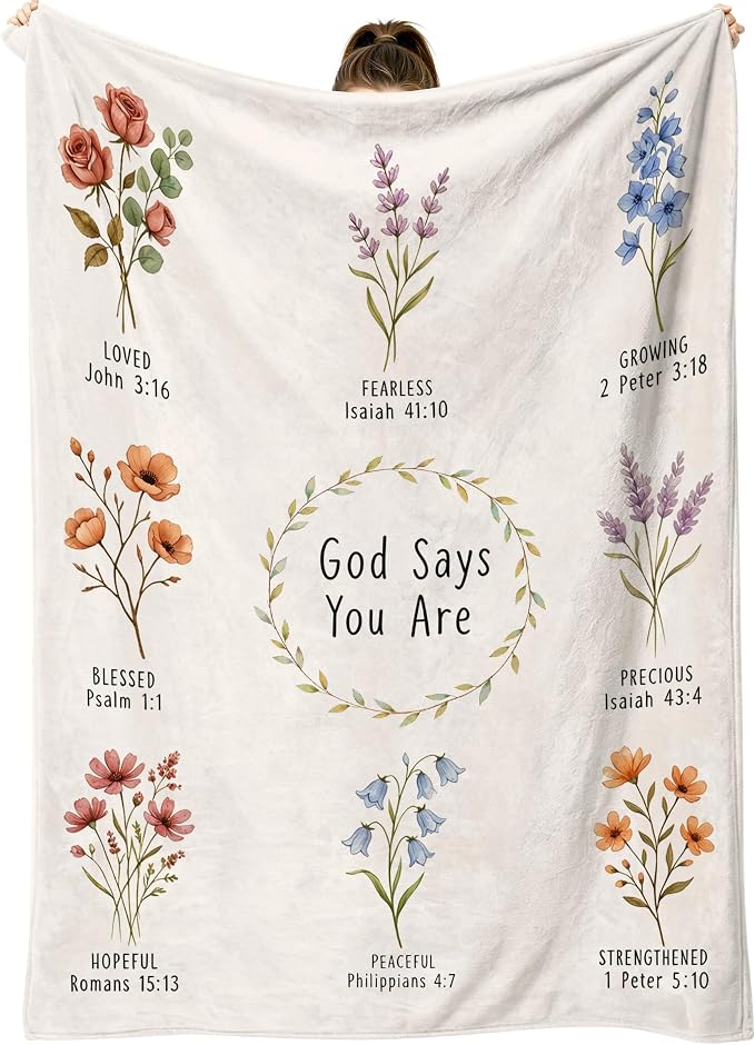 COMFAR Christian Gifts for Women Faith, Inspirational/Religious/Spiritual/Baptism Gifts for Adults/Girl, Soft Throw Blankets for Women/Men, First Holy Communion Gifts for Girls 50"x 60"