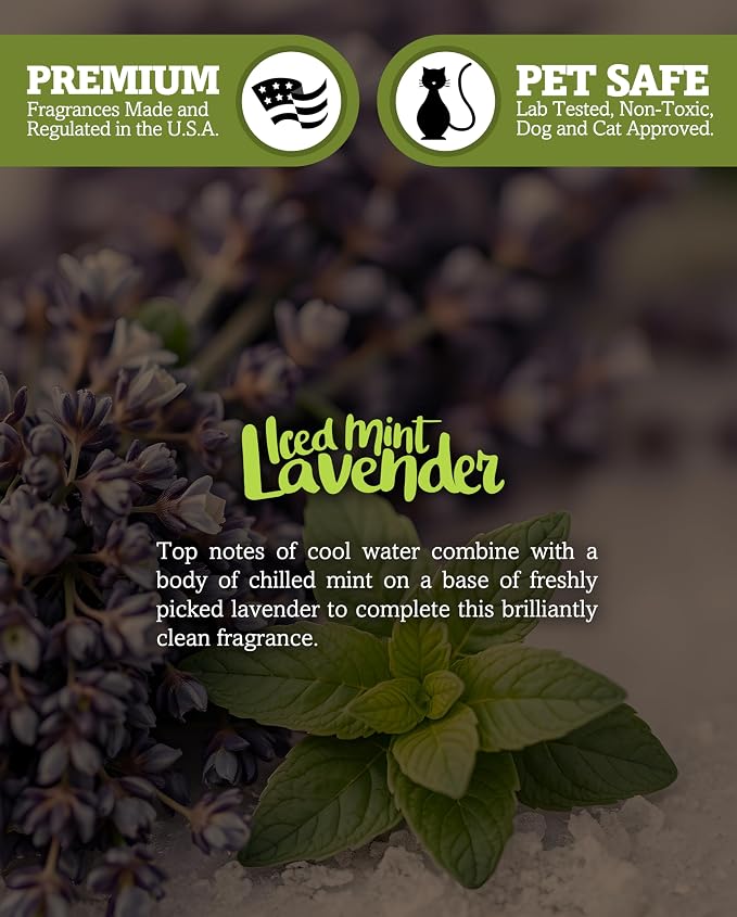 Iced Mint Lavender Highly Scented Natural 3 Wick Candle, Essential Fragrance Oils, 100% Soy, Phthalate & Paraben Free, Clean Burning, 14.5 Oz.