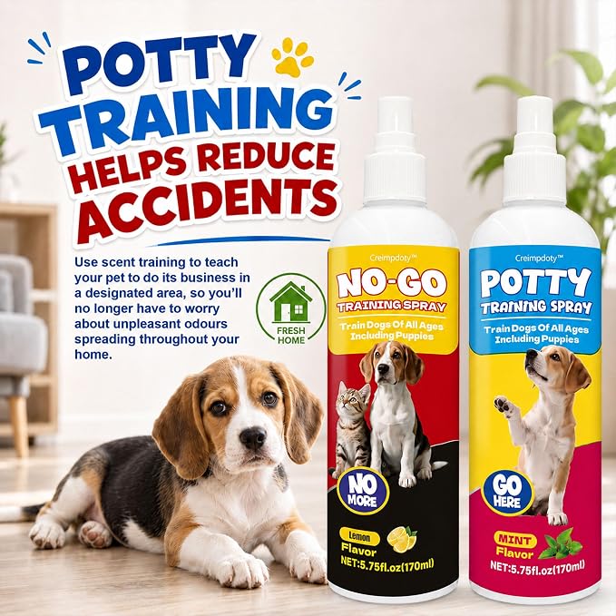 Dog Potty Training Spray Set, Puppy Pee Spray, Stops Urination & Marking, Indoor & Outdoor Potty Training for Dogs & Puppies, Essential Tools for Dog Training (5.75 fl oz, 2-Pack)