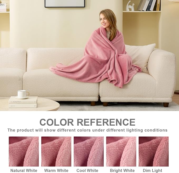 Hansleep Twin Fuchsia Fleece Blanket, Soft Flannel Bed Blanket | Fuzzy Cozy Blanket 60x80 Inches, Multi-use for Bed, Sofa, Couch, Travel, Camping, All Season Warm Lightweight Cover