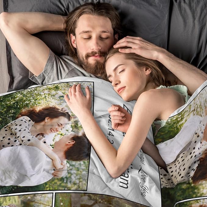 Custom Blanket with Pictures, Personalized Photo Blanket for Mom | Personalized Mothers day Fathers Day Christmas Anniversary Birthday for Women Men Her Him Mom Dad Couple Girlfriend Boyfriend