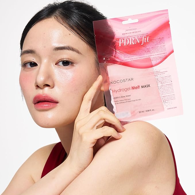 KOCOSTAR PDRN Hydrogel Melt Mask | Patented Eucalyptus Lyocell Mask | Formulated with PDRN and Rose Water | Firming Care | Hypoallergenic, Korean Skin Care, 4 pack