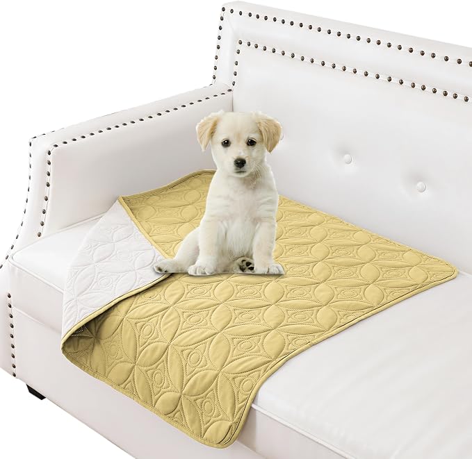 Waterproof Couch Cover for Dogs - Washable Pets Furniture Protector | TPU Leak-Proof Liner, Lightweight & Reversible, Fits Chair, Sofa, Bed, 30" x 30" , Sand/Cream