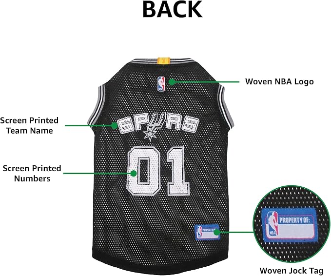 Pets First NBA SAN ANTONIO SPURS DOG Jersey, Large - Tank Top Basketball Pet Jersey