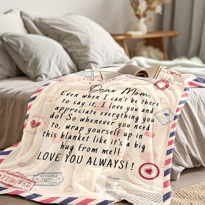 UFOORO Gifts for Mom, Mom Birthday Gifts Blanket, Moms Gift for Women from Daughter Son, We Love You Present for Mother Mommy Mothers Day Blankets for Bed Couch 55 * 70 inch