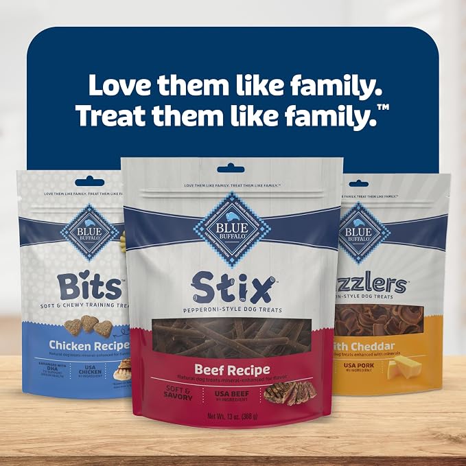 Blue Buffalo Stix Beef Pepperoni-Style Dog Treats, 13 oz | Real Beef #1 Ingredient, Soft & Easy to Tear, Developed by Veterinarians & Nutritionists, Great for Training