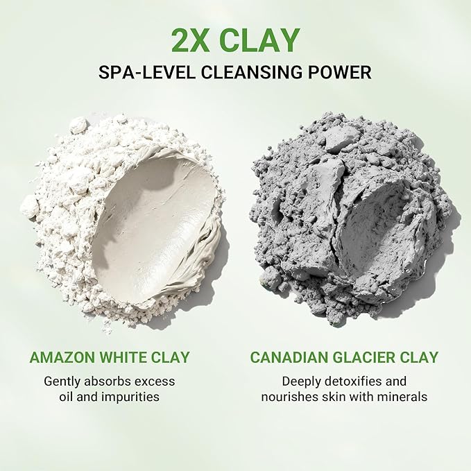 Dr.Leo 3X Acid Clay Mask with Amazonian White & Glacier Clay, Deep Cleansing Facial Skincare for Pore Minimizing Oil Control & Detox, Face Mask for All Skin Types, 3.53 oz