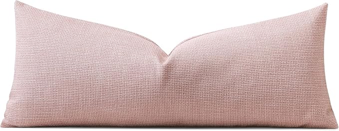 OTOSTAR Linen Throw Pillow Cover Set of 1 Decorative Long Lumbar Pillowcase Rectangle Cushion Cover 14x36 Inch for Home Decor Sofa Bedroom Car 35 x 90CM Pink