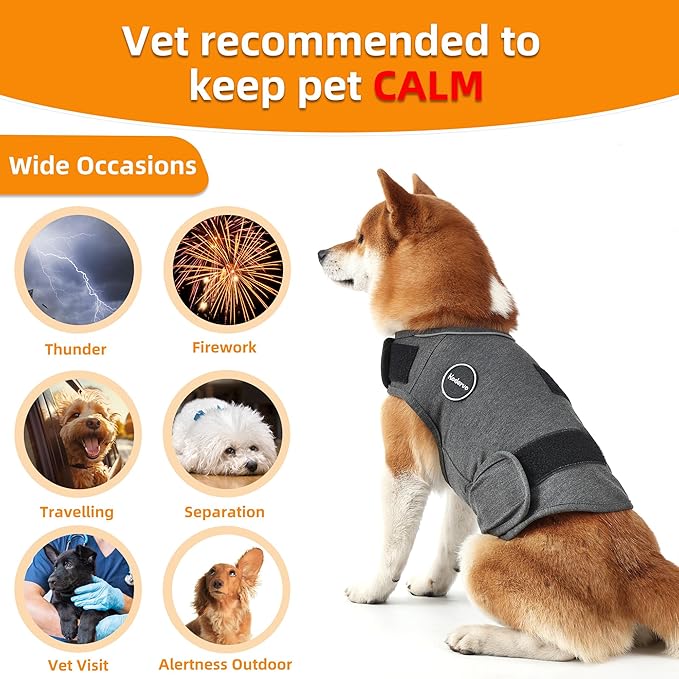 Dog Anxiety Jacket, Skin-Friendly Dog Calming Shirt - Dog Coat for Thunder, Fireworks, Vet Visits and Separation - Keep Pet Calm Without Medicine & Training, Anti Anxiety Vest for Dogs