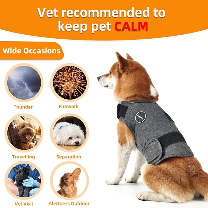Dog Anxiety Jacket, Skin-Friendly Dog Calming Shirt - Dog Coat for Thunder, Fireworks, Vet Visits and Separation - Keep Pet Calm Without Medicine & Training, Anti Anxiety Vest for Dogs