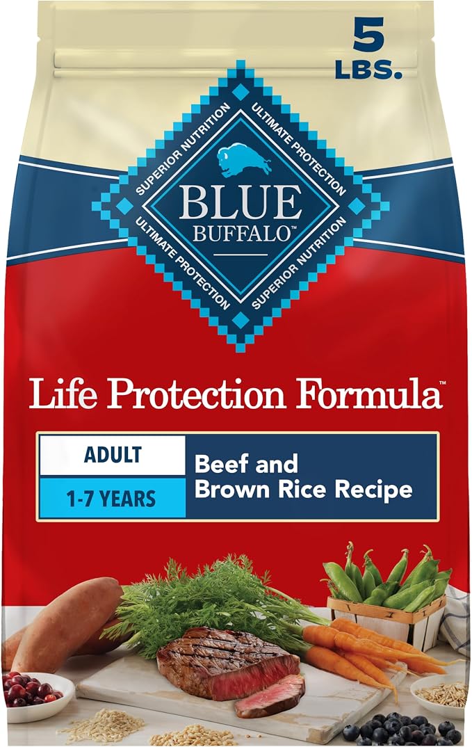 Blue Buffalo Life Protection Formula Beef Adult Dry Dog Food, 5 lb | Real Beef #1 Ingredient, Supports Immunity with Antioxidant-Rich LifeSource Bits, Promotes Healthy Muscle Development
