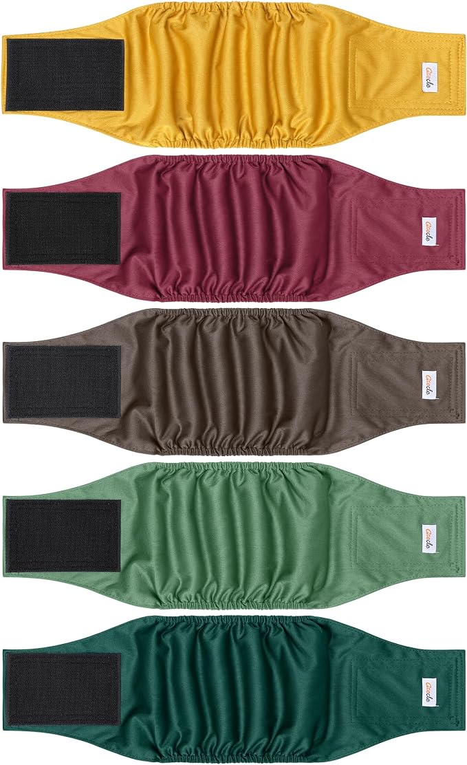 5 Pack Dog Diapers Male Reusable, Premium Belly Bands for Dogs, High Absorbing Male Dog Pee Wraps for Doggie in Incontinence or Excitable Urination Red XL