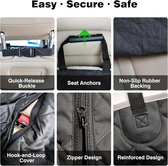 PetJoy Dog Car Seat Cover – 600D Heavy Duty Waterproof & Scratch-Resistant, Non-Slip Rear Seat Protector for Dogs, Fits SUVs, Trucks, Cars