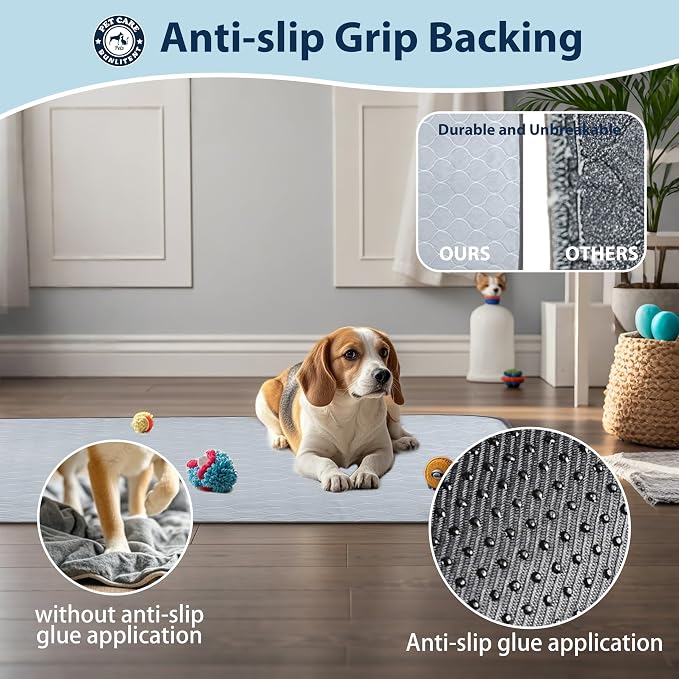 Washable Pee Pads for Dogs, Reusable Puppy Pads 36x72, 3 Pack, White Grey | Reusable, Fast Absorbent, Waterproof, Non-Slip, For Whelping, Training, Incontinence & Potty, For Dog Playpen, Crate, Car