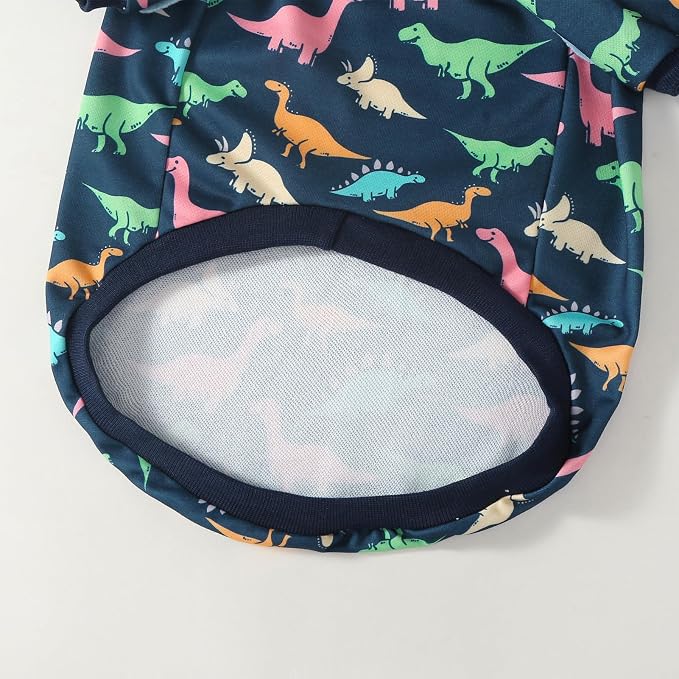 Dog Hoodie Pullover Sweatshirts Soft and Stretch Pets Clothes Navy Dinosaur Hooded for Medium Large Dogs（Navy Dinosaur XL）