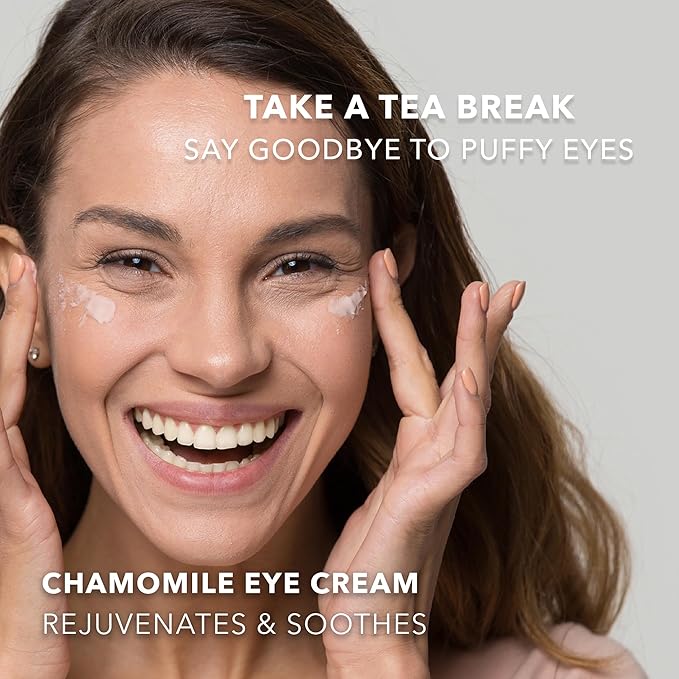 Earth To Skin Tea Time Chamomile Under Eye Cream for Puffiness - Hydrating Eye Bags Treatment with Vitamin C and Vitamin E, Jojoba Oil and Squalane to Smooth and Refresh Delicate Eye Area - 0.75 fl oz