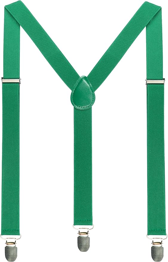 JEMYGINS Solid Color Mens Suspender with 3 Strong Clips Adjustable Braces
