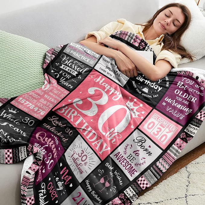 Ivivis 30th Birthday Gifts for Women, Happy 30th Birthday Decorations for Her, 30 Year Old Bday Gifts for 30 Year Old Women Friend Sister Daughter, 1996 Thorw Blanket 60”x50”