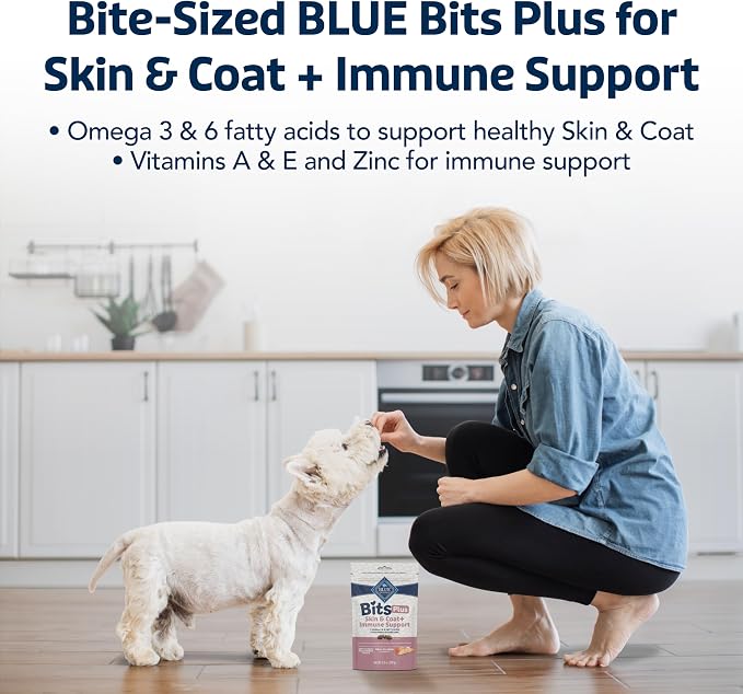 Blue Buffalo Blue Bits Plus Skin & Coat and Immune Support Dog Treats, Salmon, 9.5-oz. Bag (Pack of 2)
