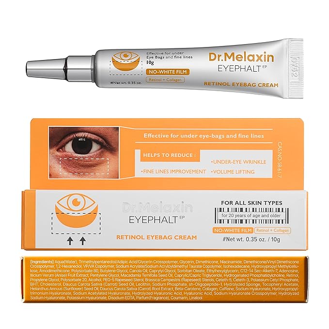 Dr.Melaxin Retinol Eyebag Cream for Puffiness, Dark Circles & Fine Lines, Wrinkle, EGF Anti-Aging Under Eye Moisturizer with Niacinamide&Ceramide Makeup friendly korean skin care