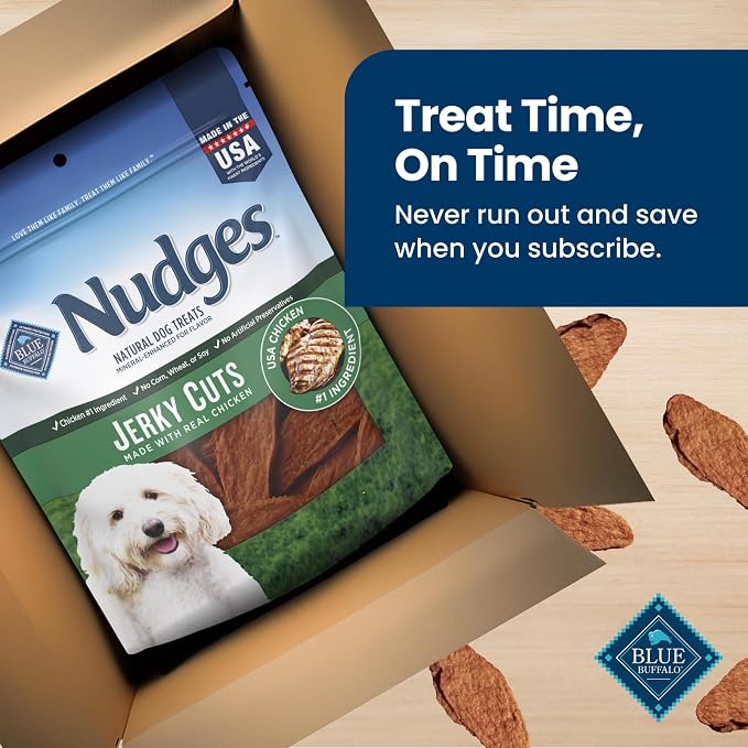 Blue Buffalo Nudges Jerky Cuts Chicken Dog Treats, 10 oz | Real Chicken First, Made in the USA, No Artificial Preservatives, Corn, Wheat, or Soy