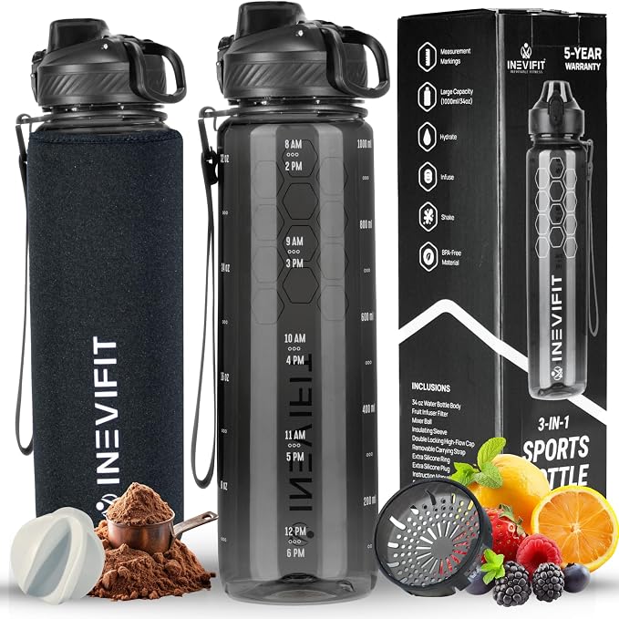 INEVIFIT Ultimate Wellness Bundle, Eros Smart Body Fat Scale, Kitchen Scale, Water Bottle & Resistance Band Set for Complete Health Tracking