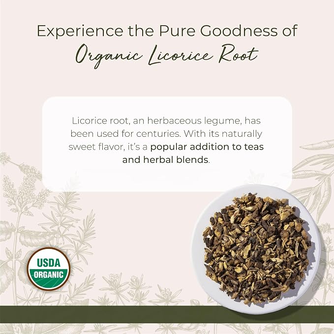 Starwest Botanicals Organic Dried Licorice Root - Herb for Loose Leaf Tea Blends, Candy, & Baked Goods, Cut & Sifted, Certified Kosher, Non-GMO - 4 oz Pouch