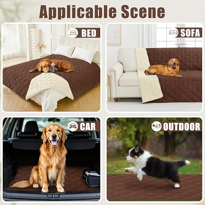 Smiry Waterproof Dog Bed Cover, Reversible Pet Blanket for Sofa Couch | Soft Washable Dog Blanket, Leakproof Couch Cover for Dogs Cats & Furniture Protection, 40x70, Brown/Beige