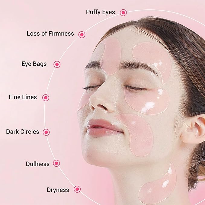 Protein Hydrogel Under Eye Patches, 60 Pairs - Hydrating & Firming Eye Gels for Dark Circles, Puffiness & Wrinkles, Infused with Collagen - Rejuvenating Eye Mask for Smooth, Refreshed Skin