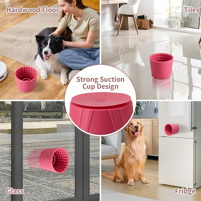 Dog Lick Bowl, Bestalk Anxiety Relief Slow Feeder Dog Lick Mat Treat Dispenser, Non-Slip Licking Bowl Enrichment Toys for Small Medium and Large Breed Dogs, BPA Free Silicone(Rose,M-L)