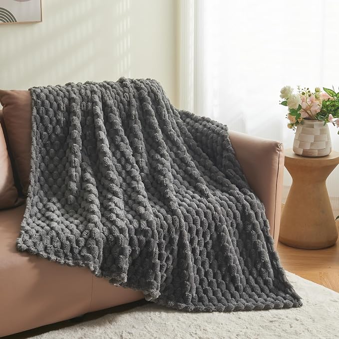 NEWCOSPLAY Fleece Clouds Cozy Throw Blanket for Couch, Grey, 50"x60" | Premium Silky Flannel Blanket, Soft Lightweight Fluffy Throw Blanket for Bed Sofa Decor, Gift for All Season Use