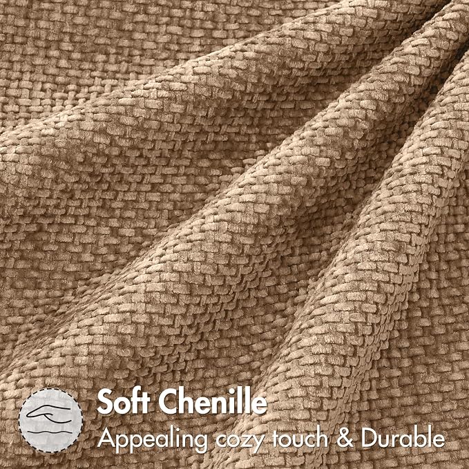 MIULEE Decorative Couch Throw Pillow Covers 18x18 Inch Khaki Camel 2 Pack | Modern Boho Accent, Soft Chenille Pillow Covers, Farmhouse Cushion Cases for Home Decor Bed Sofa Living Room