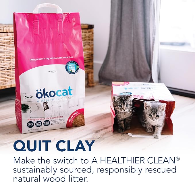 ökocat Super Soft Natural Wood Clumping Cat Litter, Odor Control, 15.8 Lbs