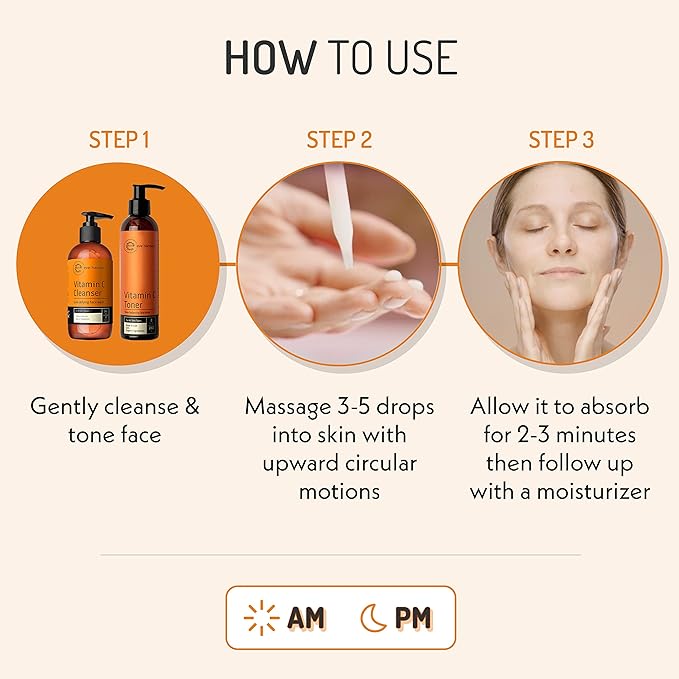 Eve Hansen Vitamin C Facial Serum - 76% Organic Antioxidant Serum for Face with Hyaluronic Acid, Vitamin E, and Aloe Vera - Hydrating and Rejuvenating Skin Care 2 Oz