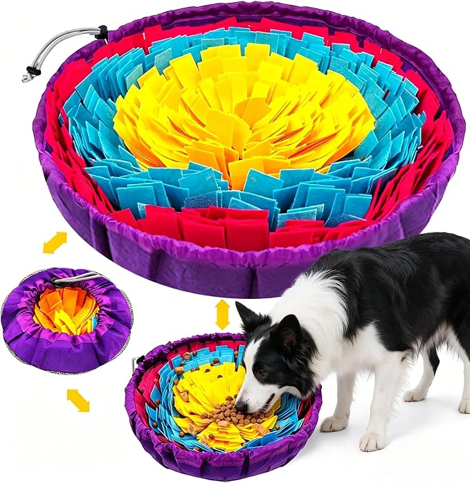 Snuffle Mat for Dogs, 19"x19" - Slow Feeder Bowl & Interactive Dog Puzzle Toy, Enrichment Sniffing Mat for Mental Stimulation, Nosework Foraging Treat Game for Small Medium Large Breed Puppy Cats