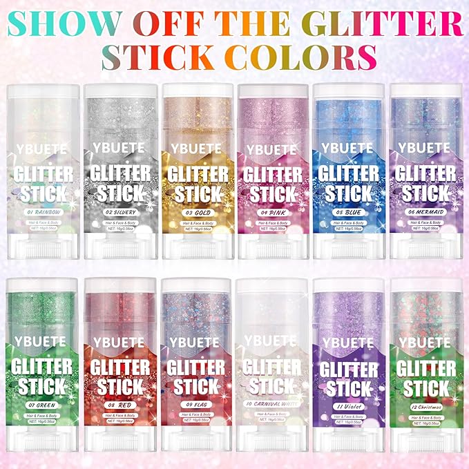 Gold Face and Body Glitter Stick for Sparkling Makeup, Hair Glitter Accessories for Women, Highlighting Stick for Fairy Dust Makeup, Cheerful Face Glitter for Festive Parties and Carnivals