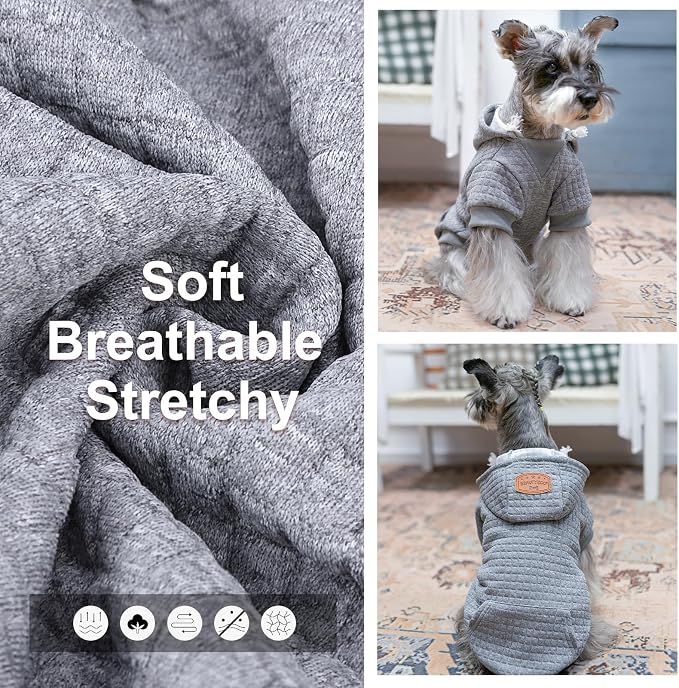 BEAUTYZOO Dog Hoodies Sweater for Large Dogs,Waffle‑Like Laminated Pet Coat | Warm Dog Sweatshirt with Pocket & Leash Hole,Pullover Clothes for Girl Boy Dogs,Stretchy & Easy‑On‑Off,Labrador & Great Danes