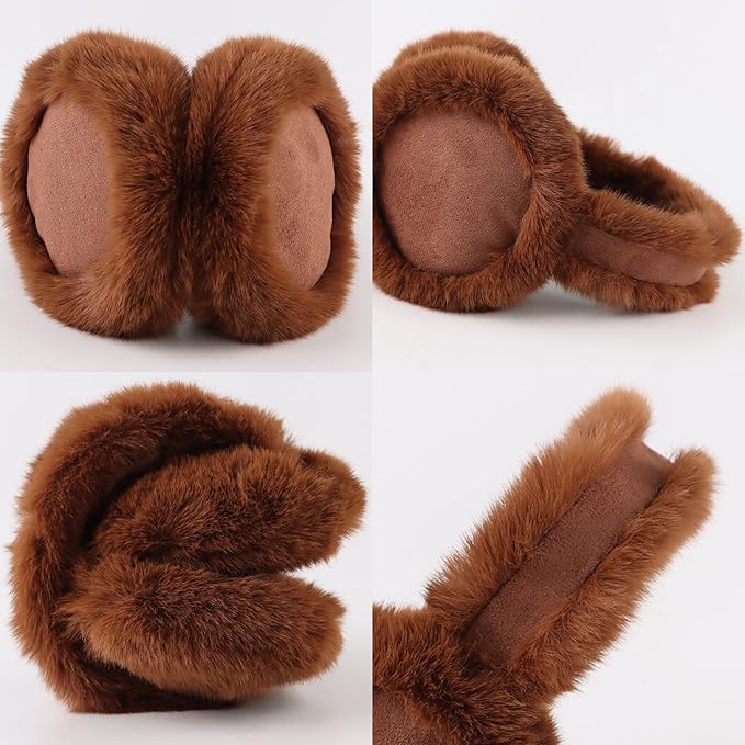 Zsedrut Winter Women Earmuff Foldable Ear Warmer Fluffy Ear Cover Warm Outdoor